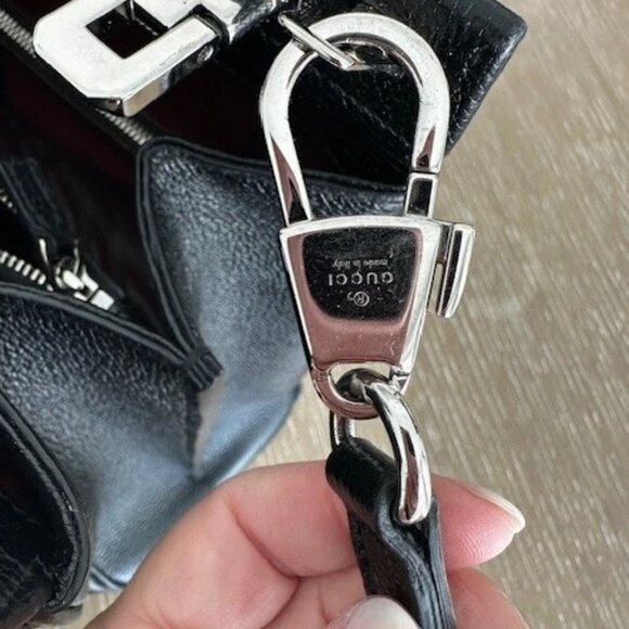 GUCCI BLACK LEATHER ZUMI TOP HANDLE MEDIUM, Authentic - Picture 11 of 13